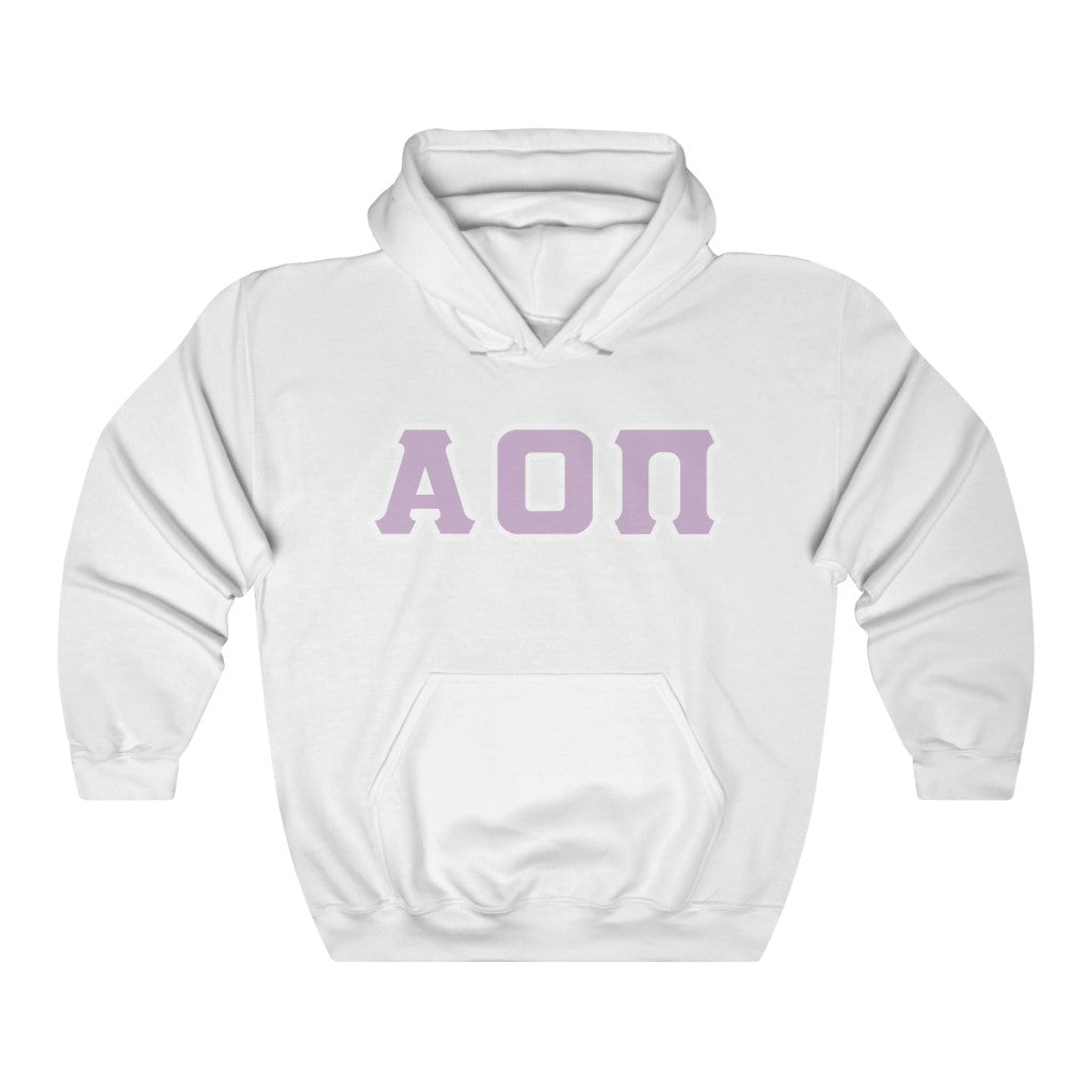 AOII Printed Letters | Lavender with White Border Hoodie