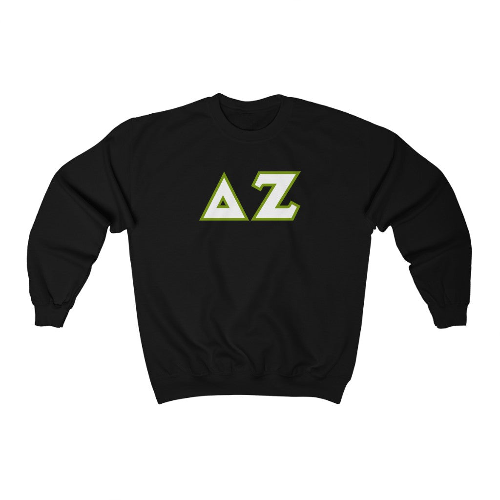 Delta Zeta Printed Letters | White & Green Border Crewneck