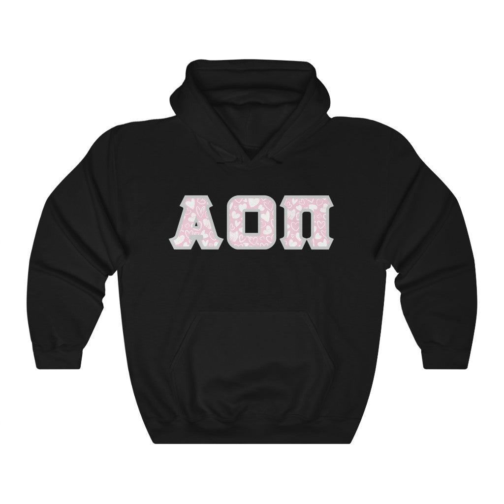 AOII Printed Letters | Chalky Hearts Hoodie