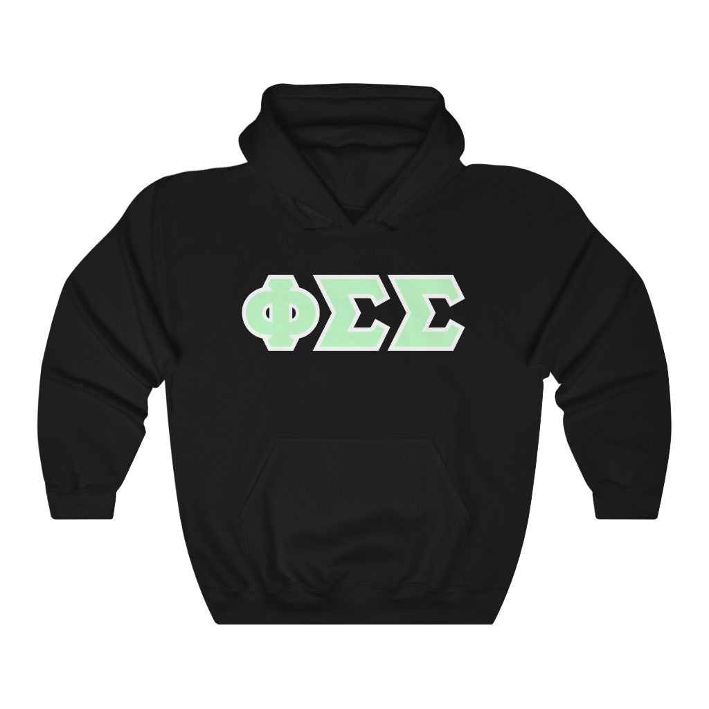 Phi Sig Printed Letters | Mint with White Border Hoodie