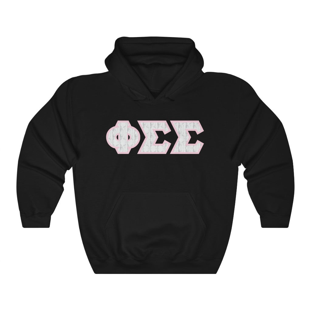 Phi Sigma Sigma Printed Letters | Marble with Pink Hoodie