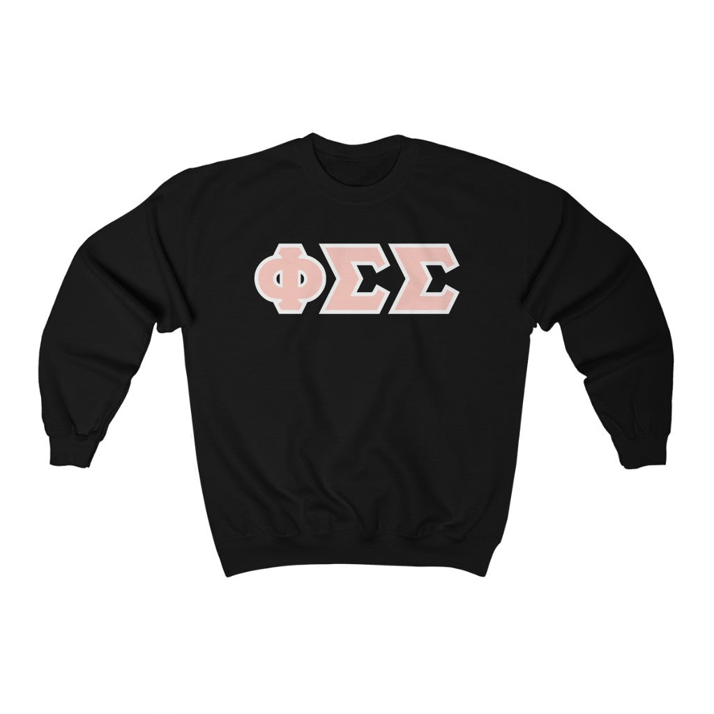 Phi Sig Printed Letters | Peach with White Border Crewneck