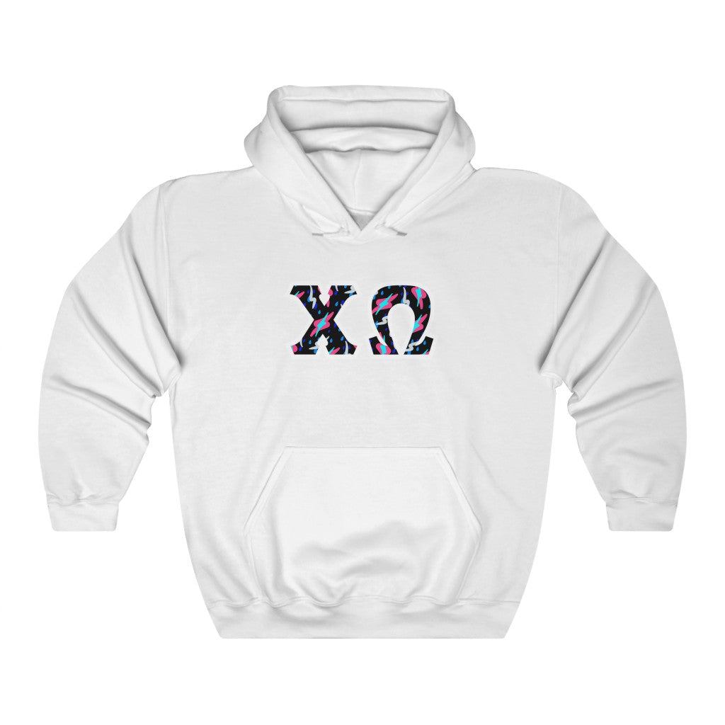 Chi Omega Printed Letters | Bayside Black Hoodie