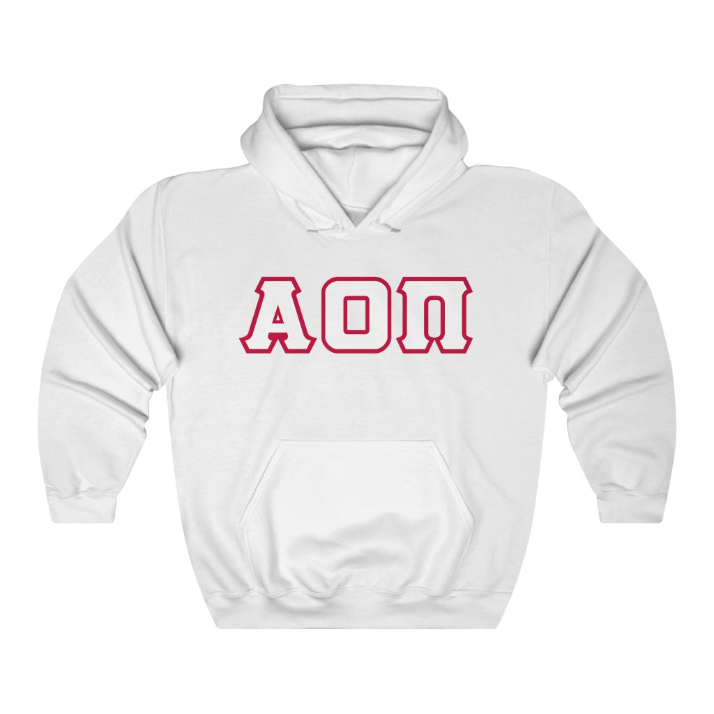 AOII Printed Letters | White with Red Border Hoodie