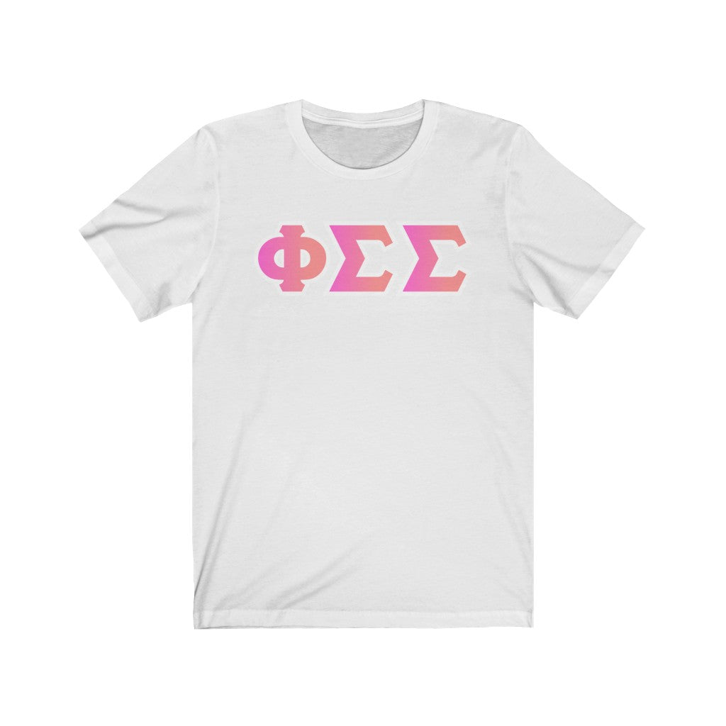 Phi Sigma Sigma Printed Letters | Bubble Gum T-Shirt