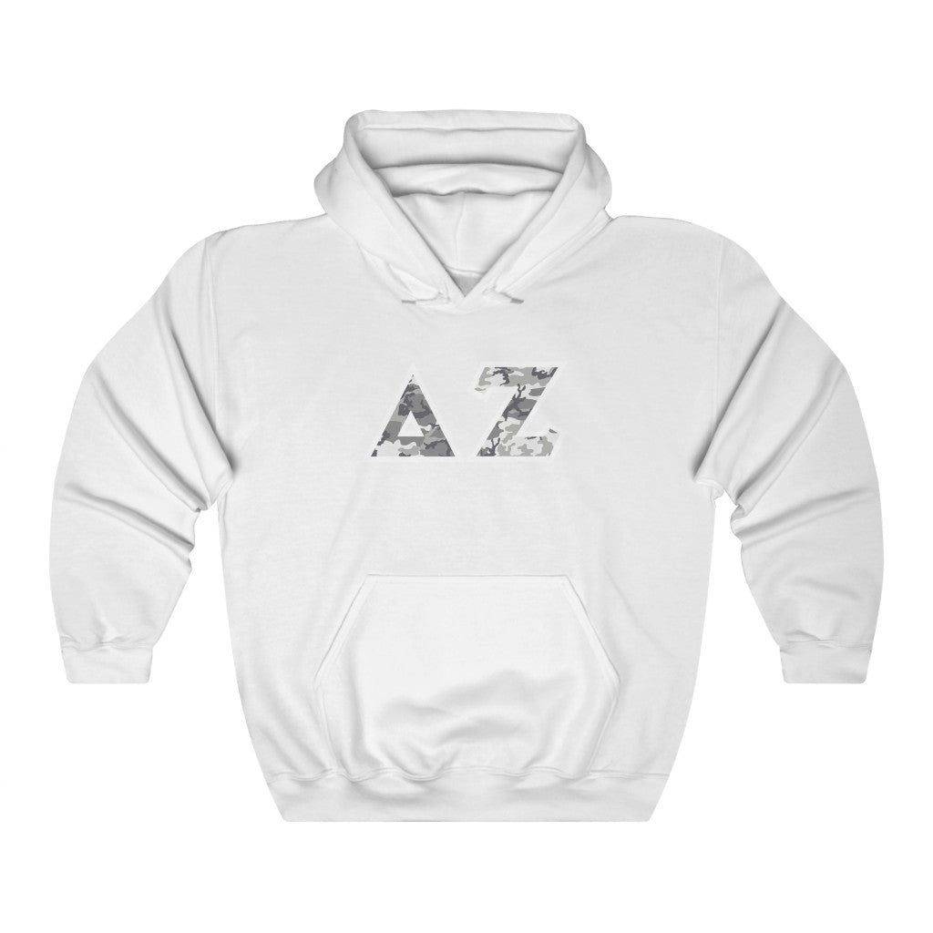 Delta Zeta Printed Letters | Winter Camo Hoodie