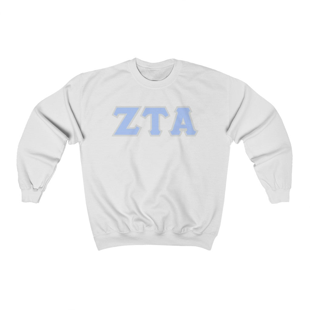 ZTA Printed Letters | Pastel Blue with Grey Border Crewneck
