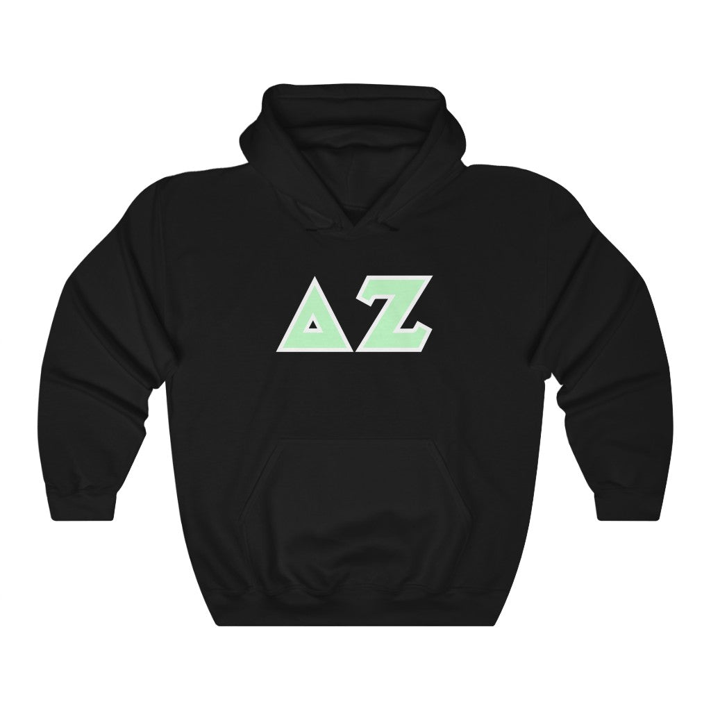 Delta Zeta Printed Letters | Mint & White Border Hoodie