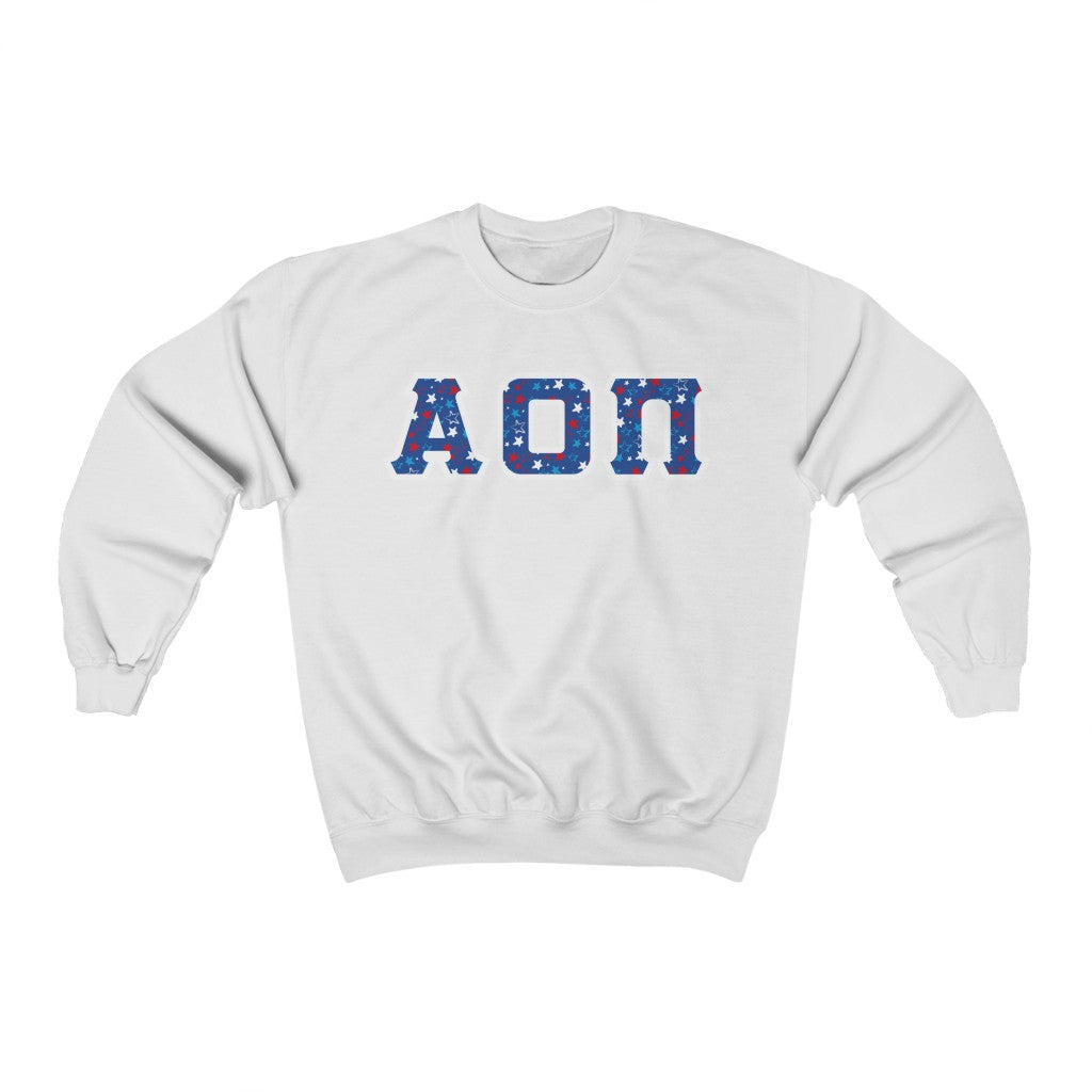 Alpha Omicron Pi Printed Letters | American Stars Crewneck