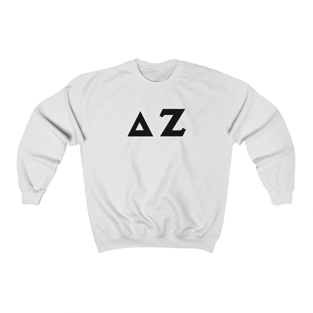Delta Zeta Printed Letters | Black & White Border Crewneck