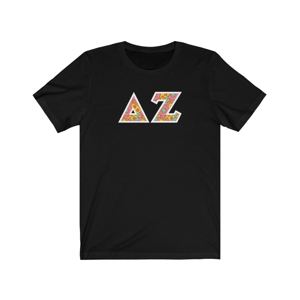 Delta Zeta Printed Letters | Pizza and Donuts T-Shirt