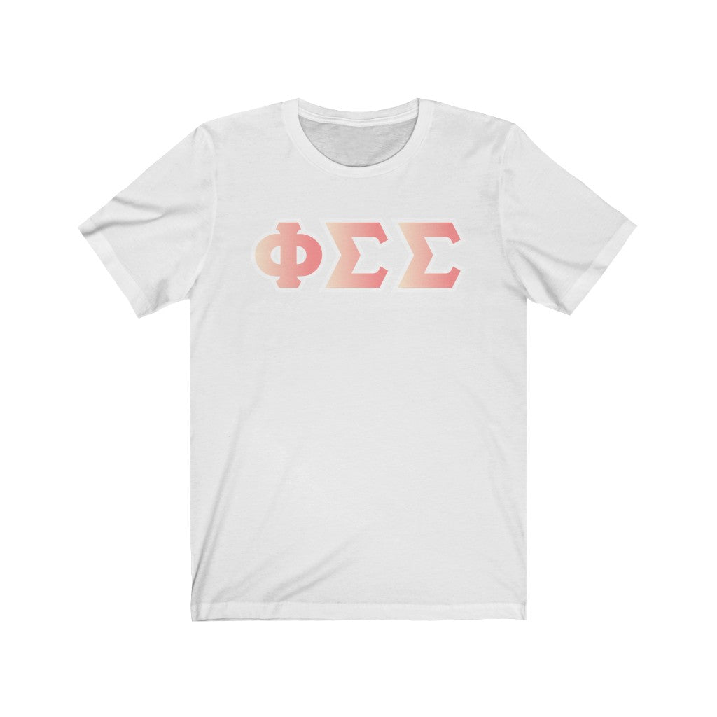 Phi Sigma Sigma Printed Letters | Peach Sunrise T-Shirt
