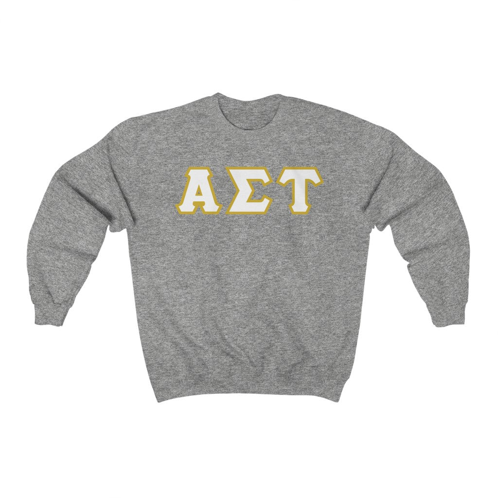 AST Printed Letters | White with Gold Border Crewnecks