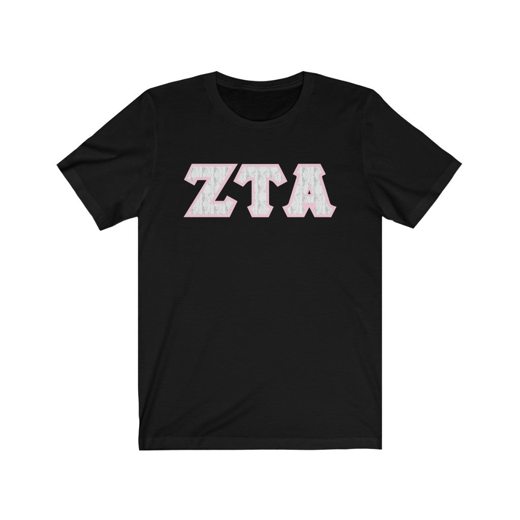 ZTA Printed Letters | Marble with Pink Border T-Shirt