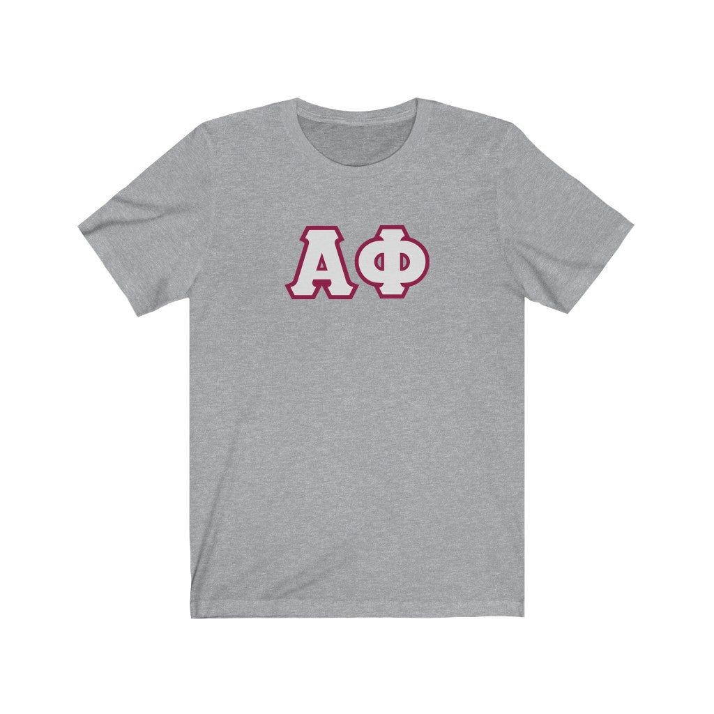 Alpha Phi Printed Letters | White & Maroon Border T-Shirt