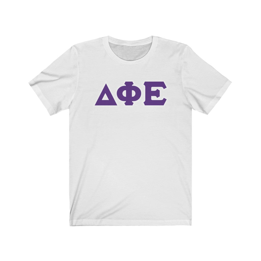 Delta Phi Epsilon Printed Letters | Purple with White Border T-Shirt