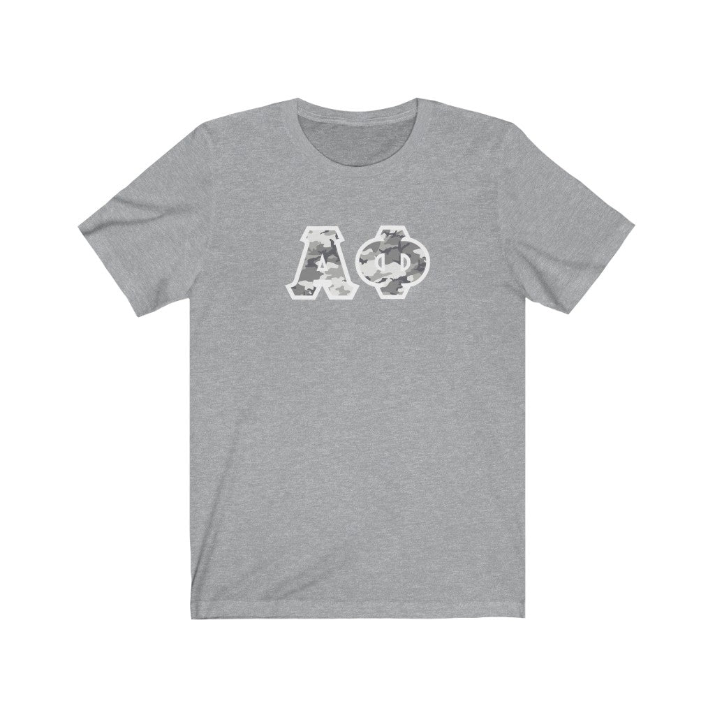Alpha Phi Printed Letters | Winter Camo T-Shirt
