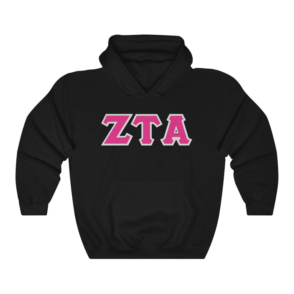 ZTA Printed Letters | Hot Pink with Grey Border Hoodie