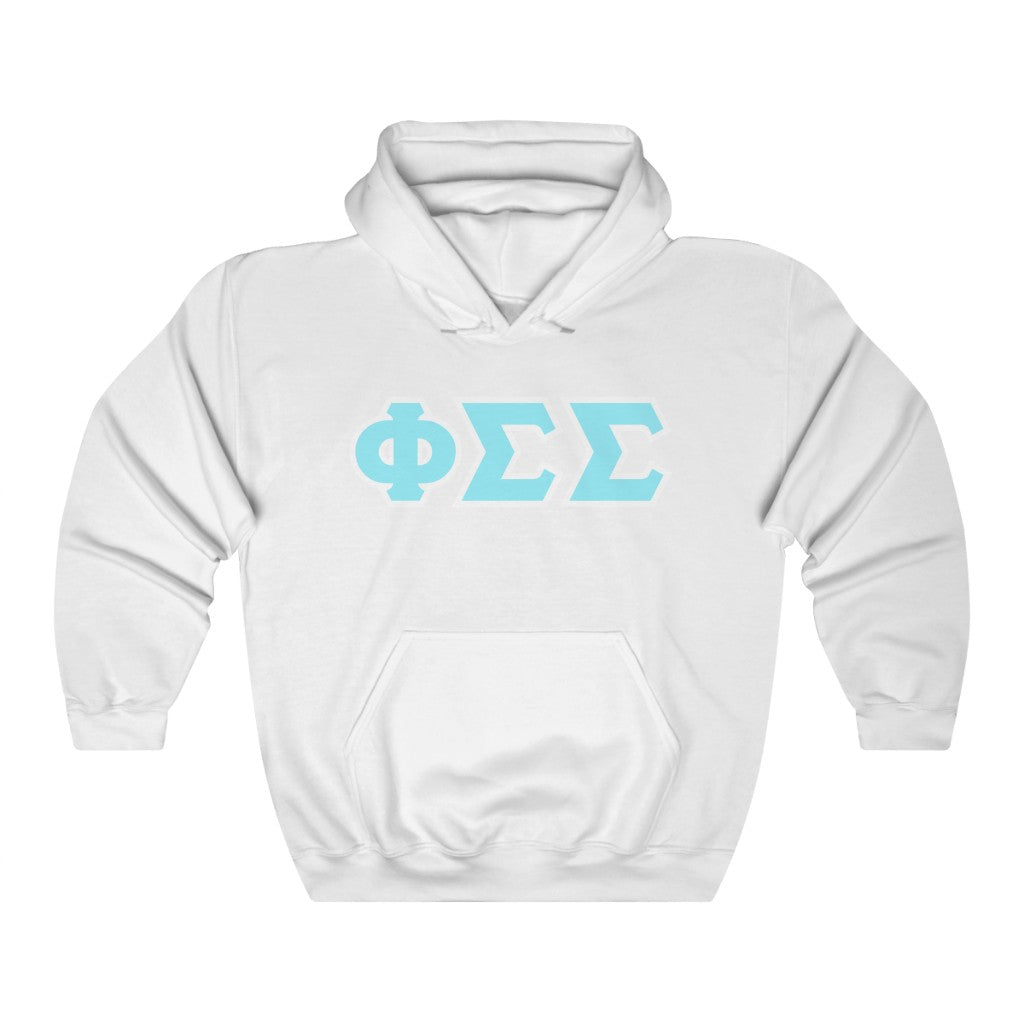 Phi Sig Printed Letters | Cyan with White Border Hoodie