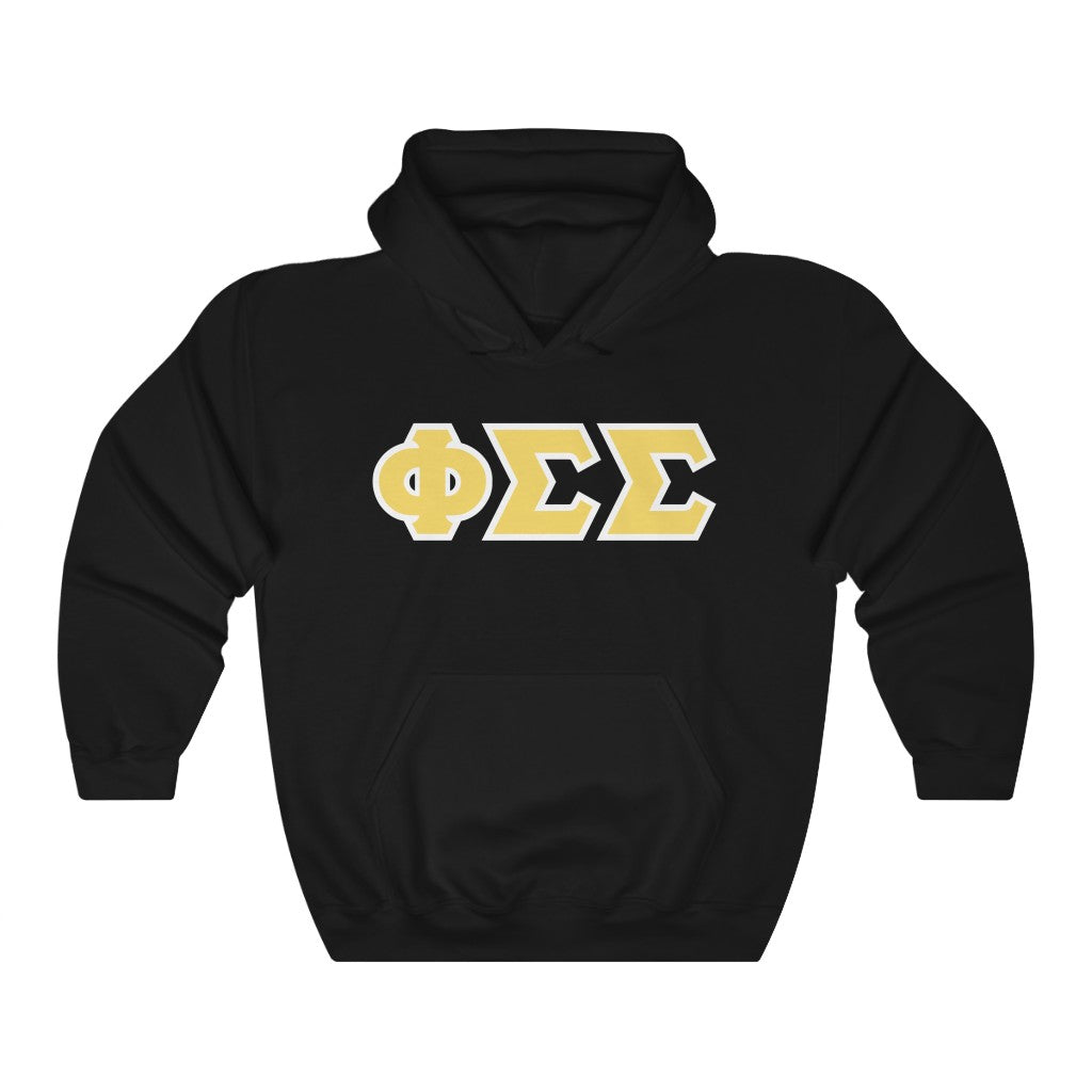 Phi Sigma Sigma Printed Letters | Yellow with White Border Hoodie