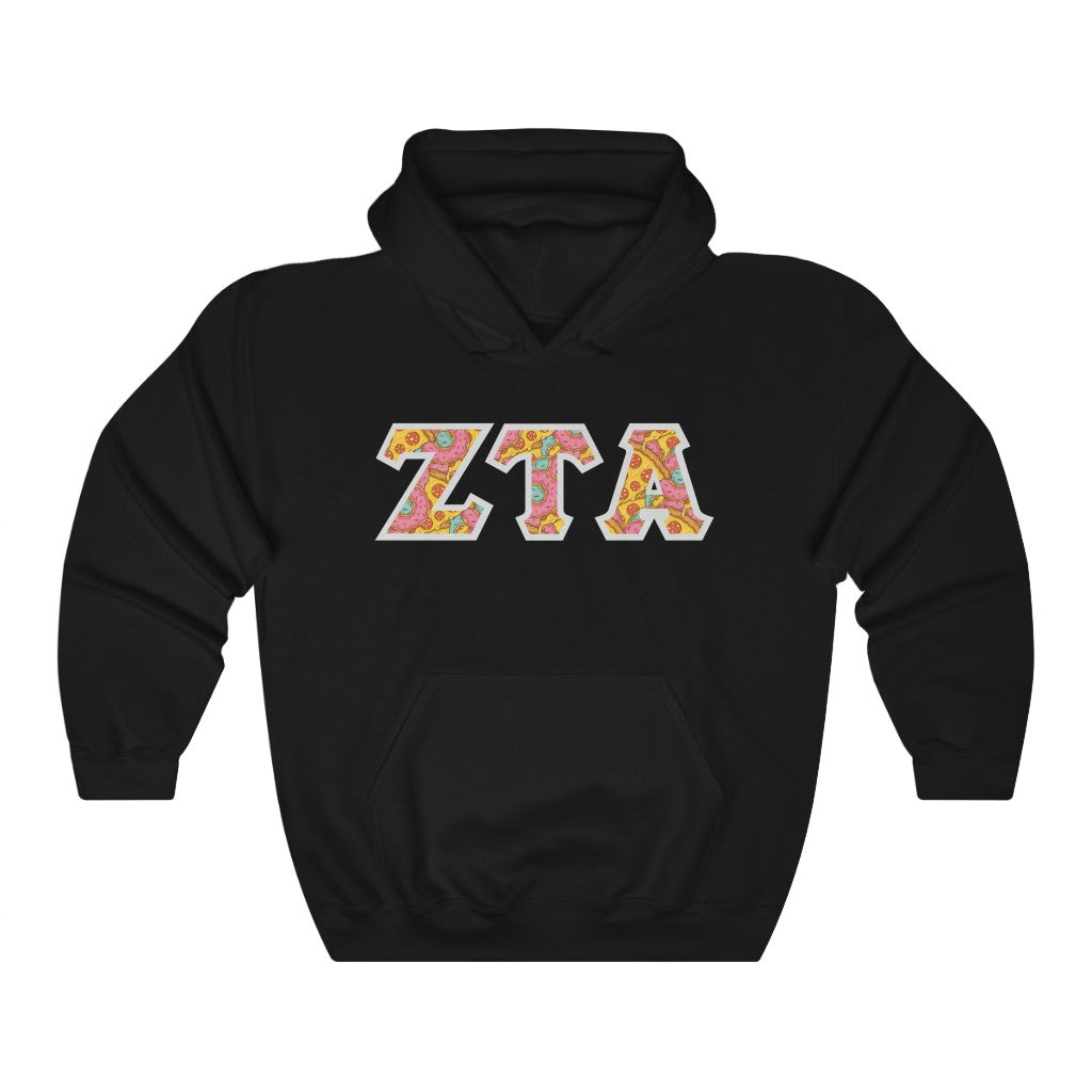 ZTA Printed Letters | Pizza and Donuts Hoodie