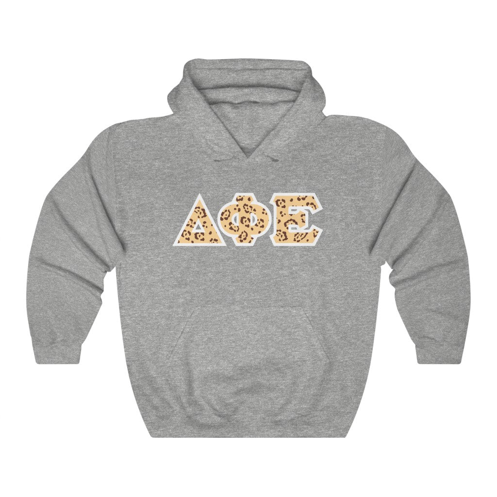 Delta Phi Epsilon Printed Letters | Leopard Print Hoodie