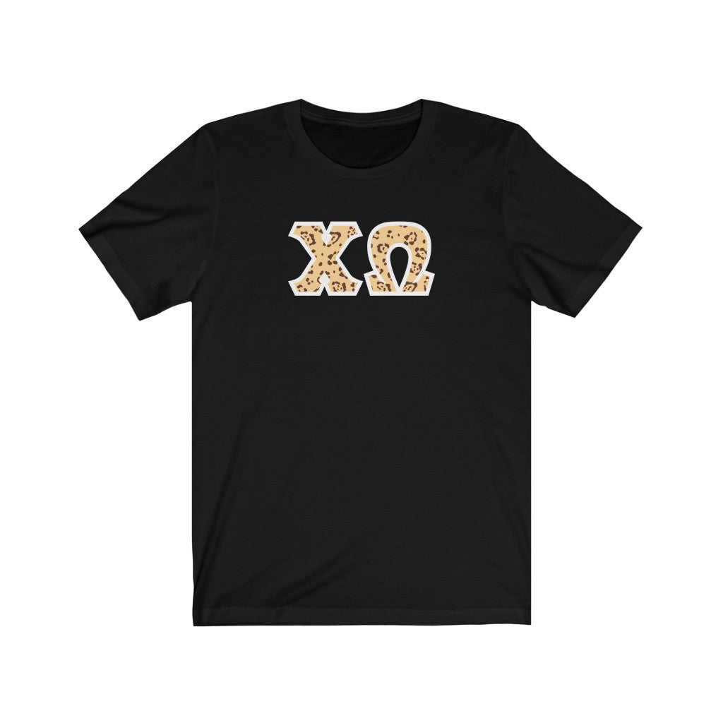 Chi Omega Printed Letters | Leopard Print T-Shirt