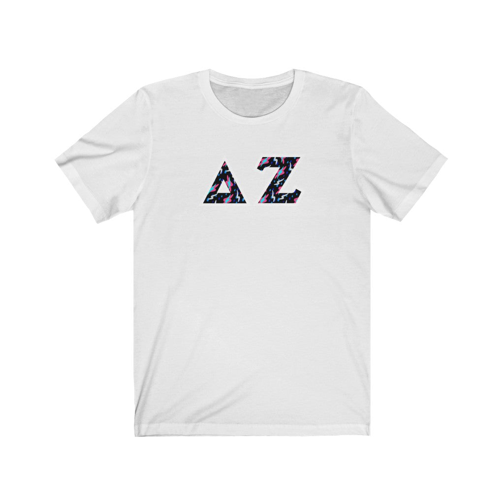 Delta Zeta Printed Letters| Bayside Black T-Shirt