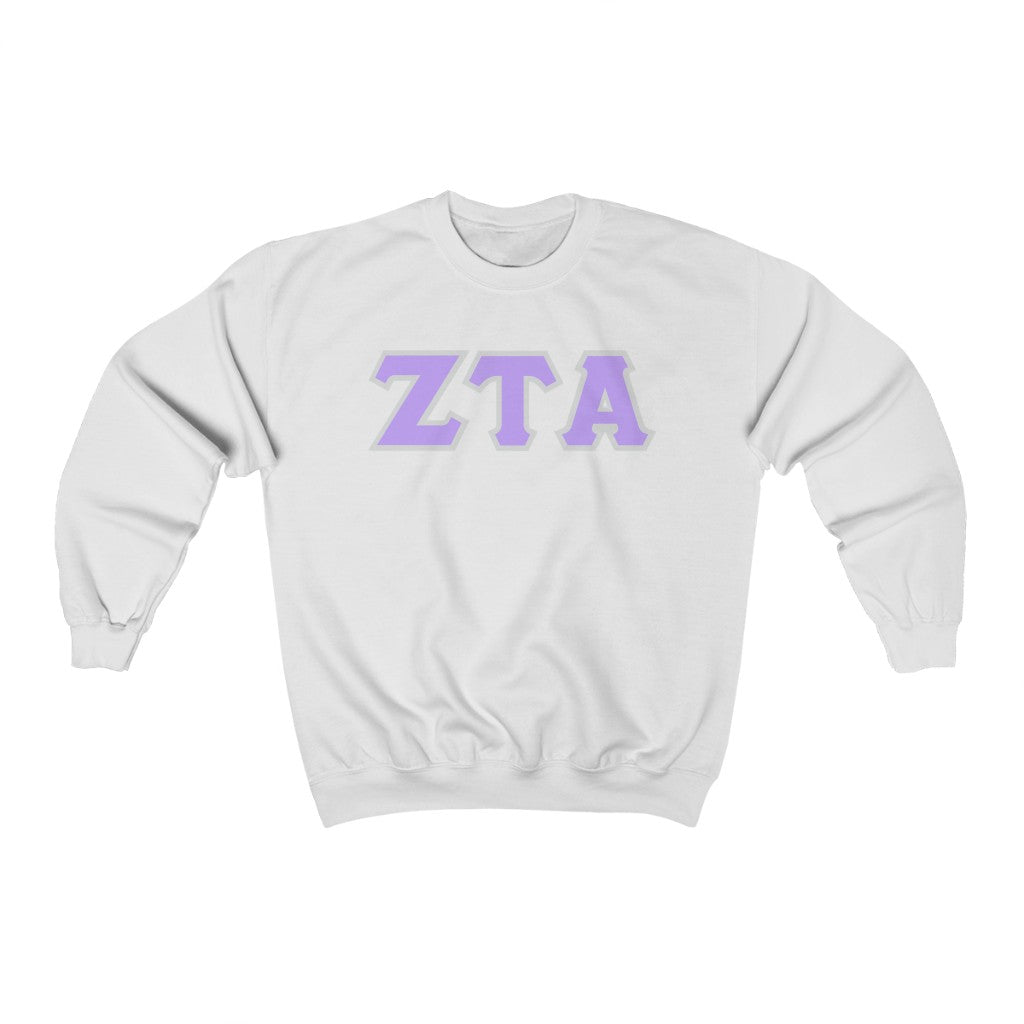 ZTA Printed Letters | Violet with Grey Border Crewneck