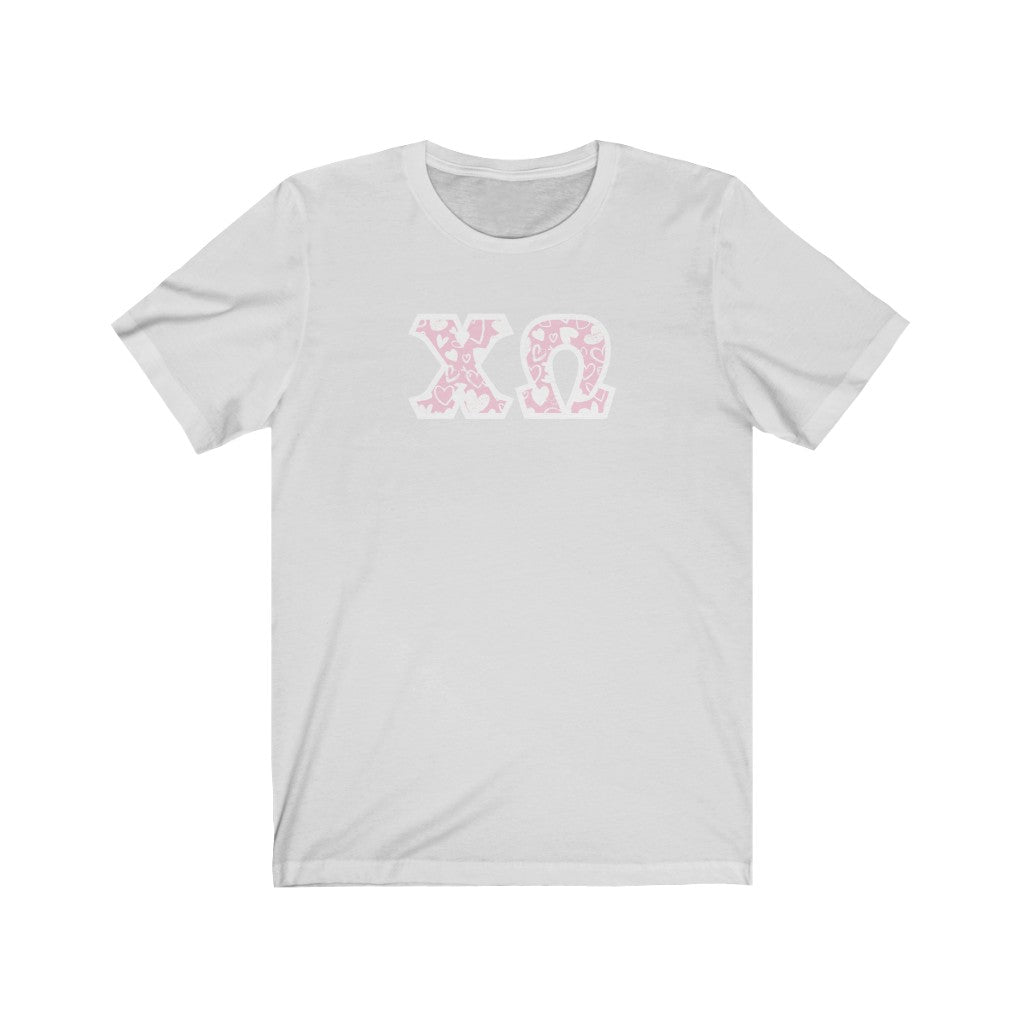 Chi Omega Printed Letters | Chalky Hearts T-Shirt