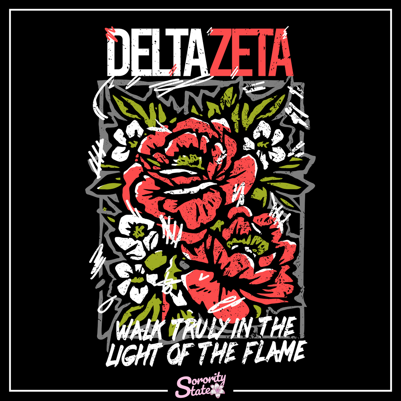 Delta Zeta Graphic T-Shirt | Grunge Roses