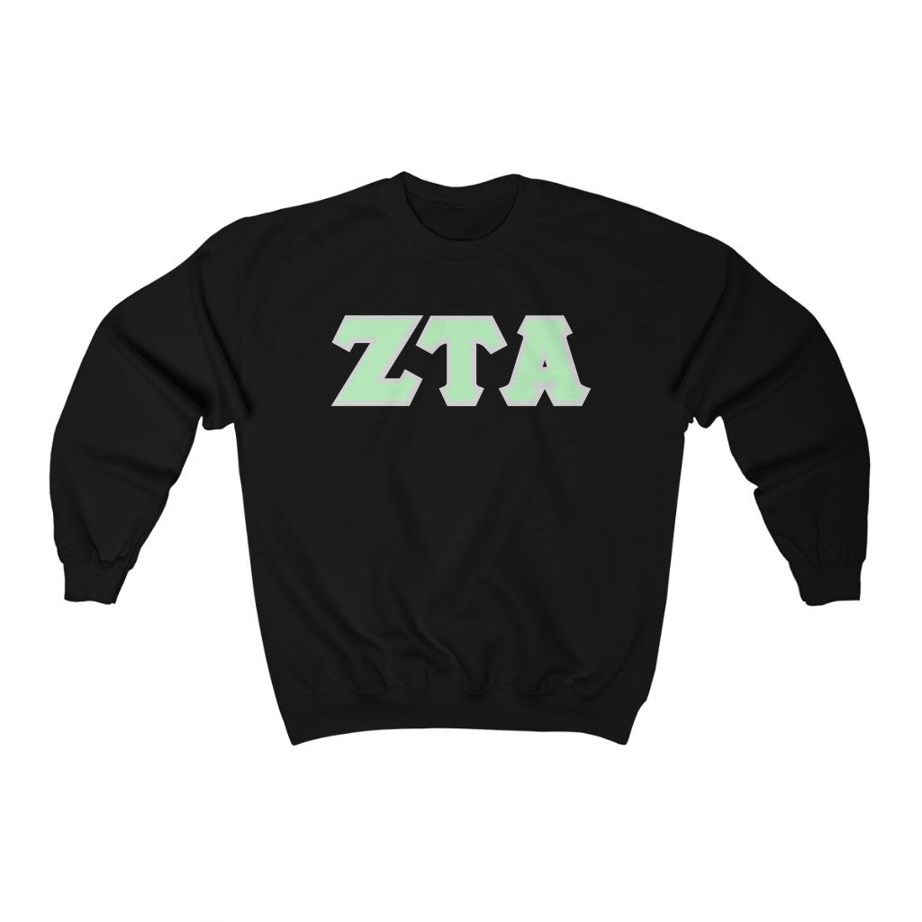 ZTA Printed Letters | Mint with Grey Border Crewneck