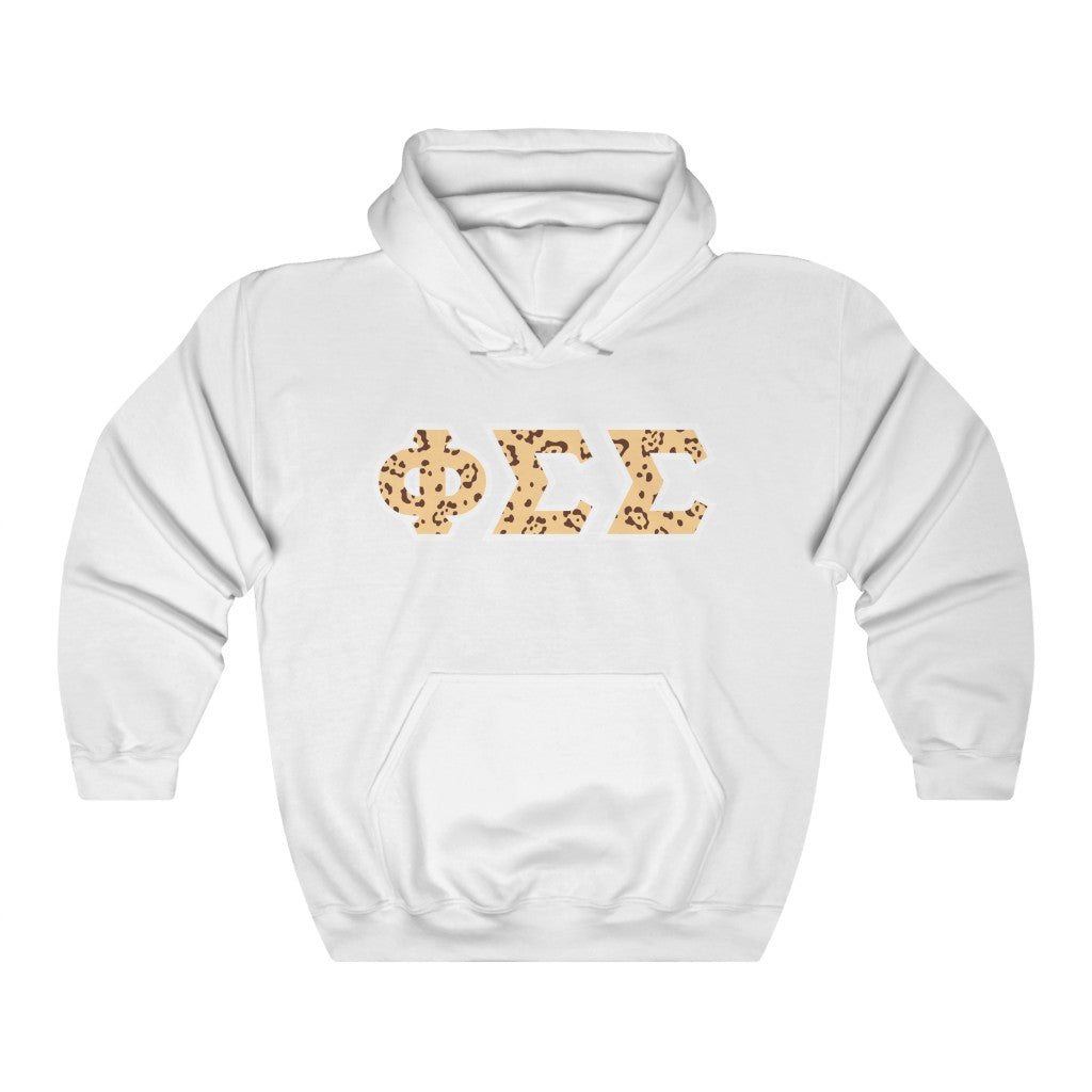 Phi Sigma Sigma Printed Letters | Leopard Print Hoodie