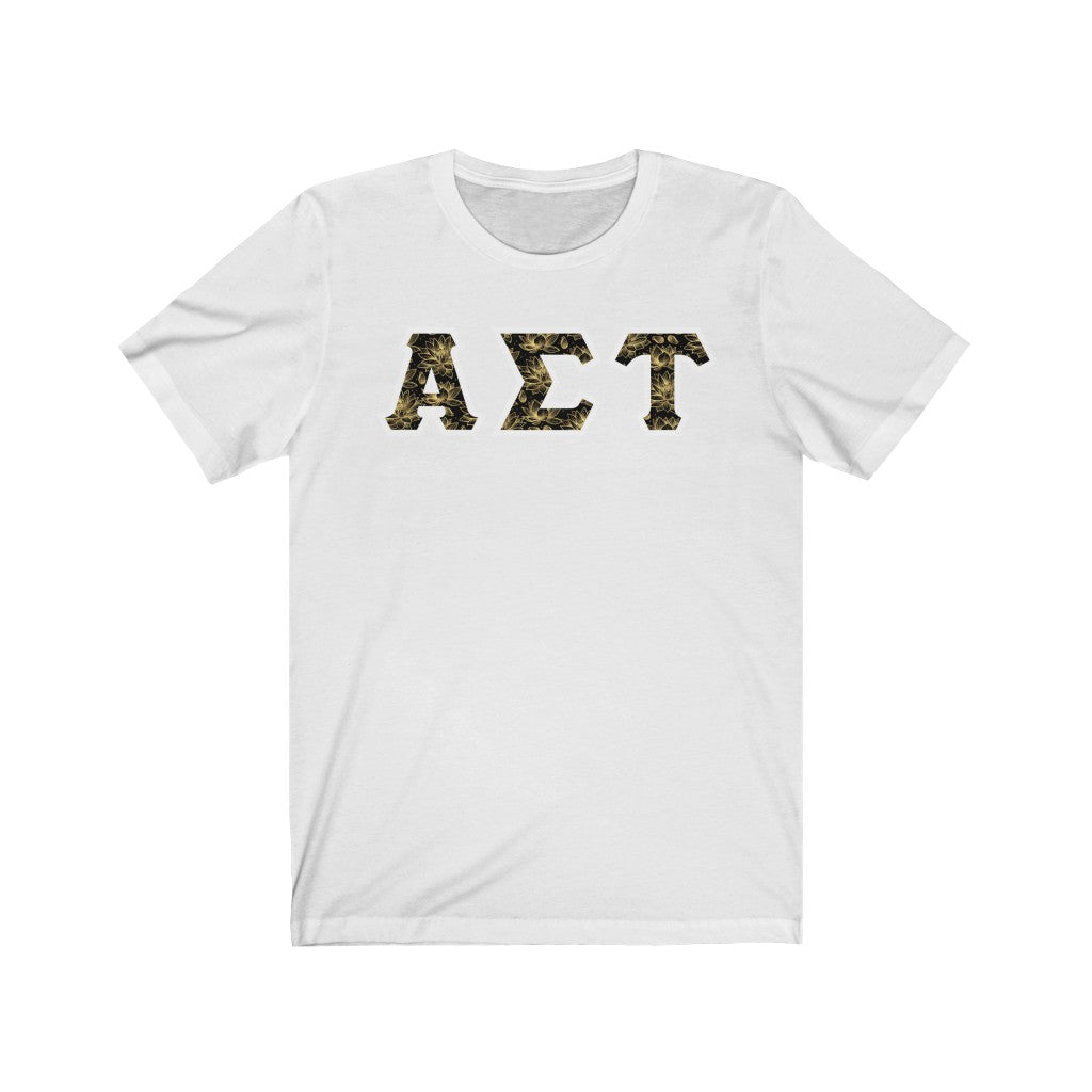 Alpha Sigma Tau Printed Letters | Golden Lotus T-Shirt