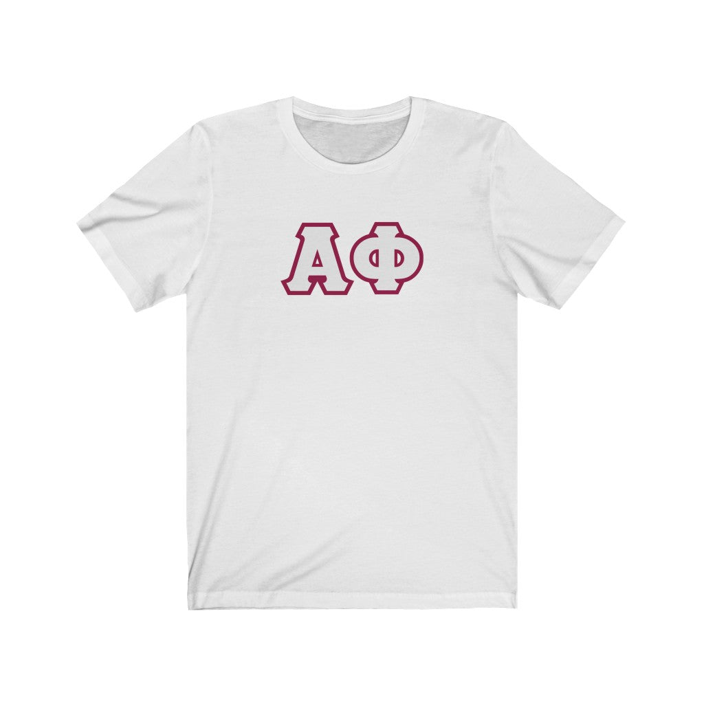 Alpha Phi Printed Letters | White & Maroon Border T-Shirt