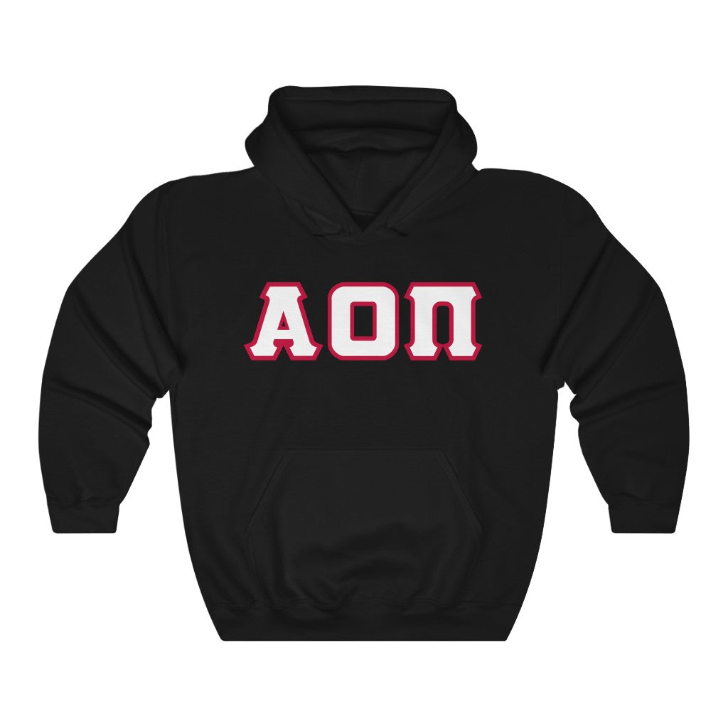 AOII Printed Letters | White with Red Border Hoodie