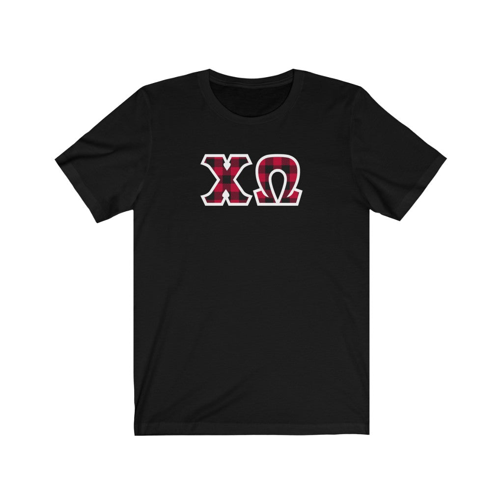 Chi Omega Printed Letters | Buffalo Plaid T-Shirt