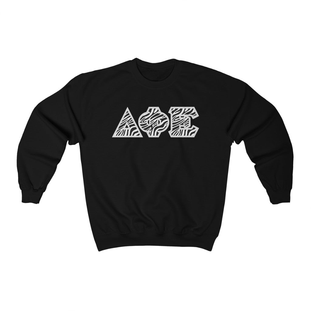 Delta Phi Epsilon Printed Letters | Zebra Pattern Crewneck