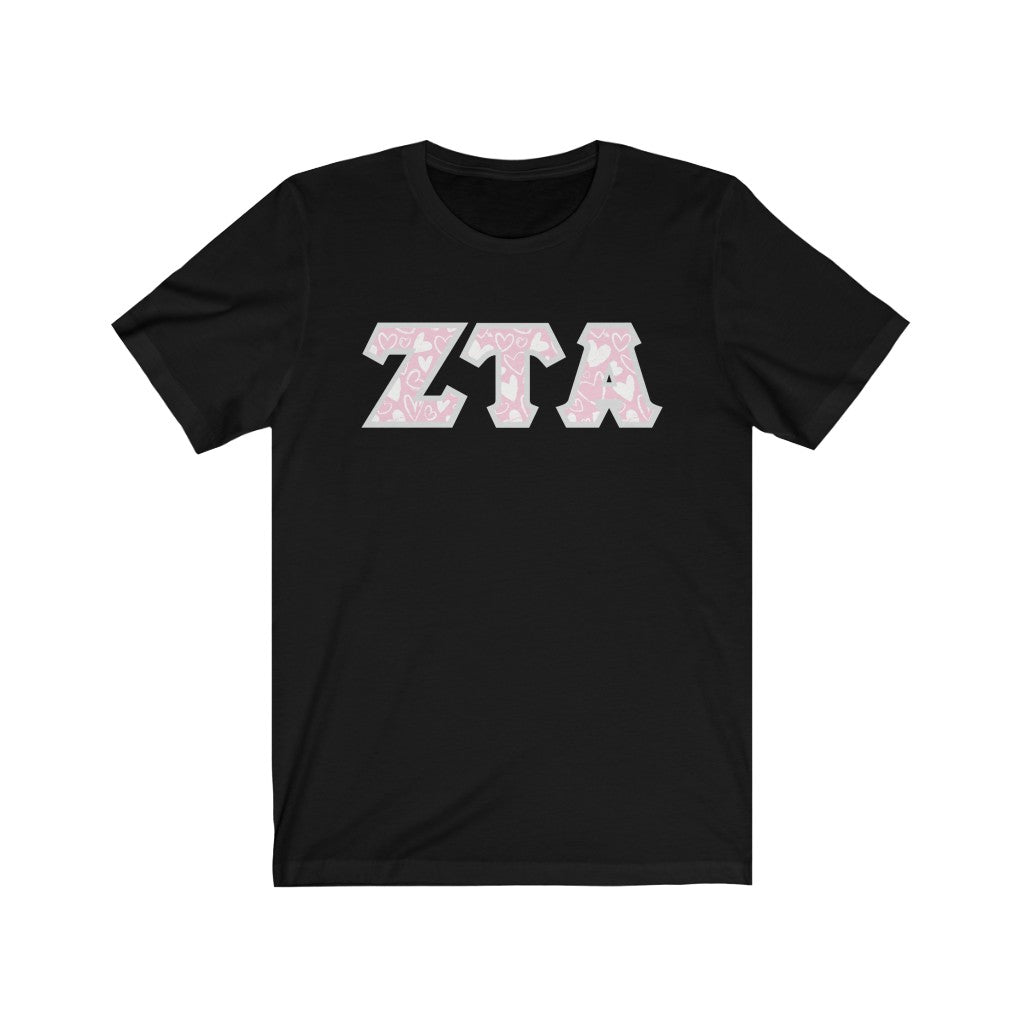 Zeta Tau Alpha Printed Letters | Chalky Hearts T-Shirt