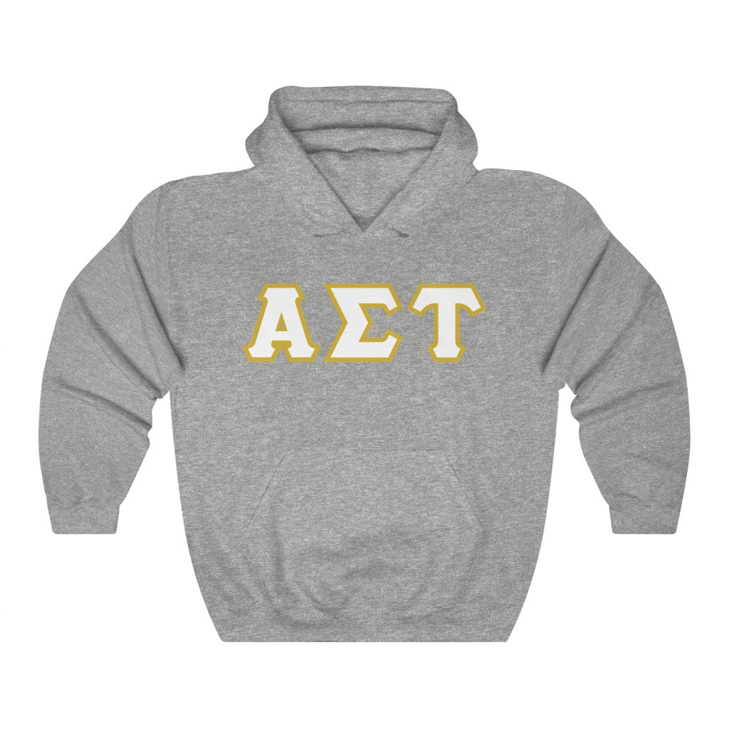 AST Printed Letters | White with Gold Border Hoodie