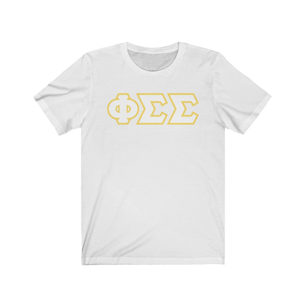 Phi Sig Printed Letters | White & Yellow Border T-Shirt