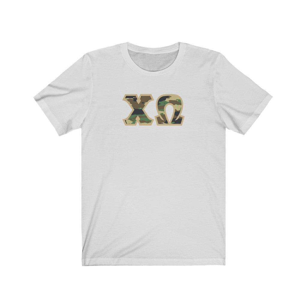 Chi Omega Printed Letters | Camouflage T-Shirt