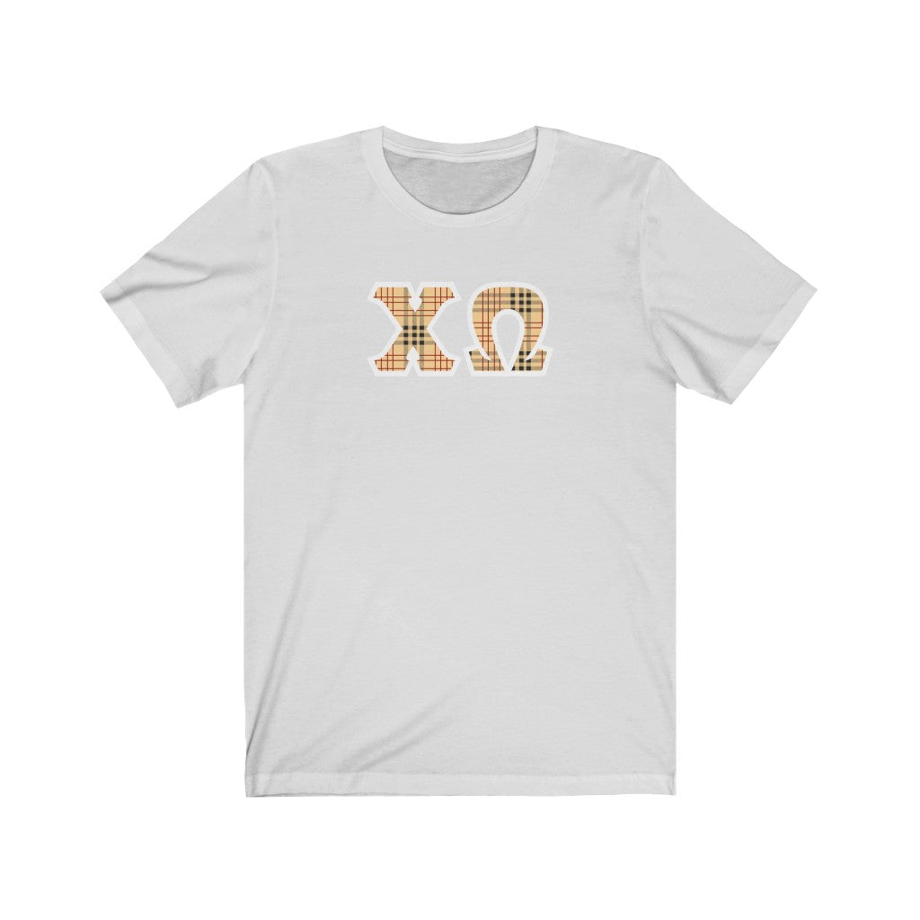 Chi Omega Printed Letters | Nova Plaid T-Shirt