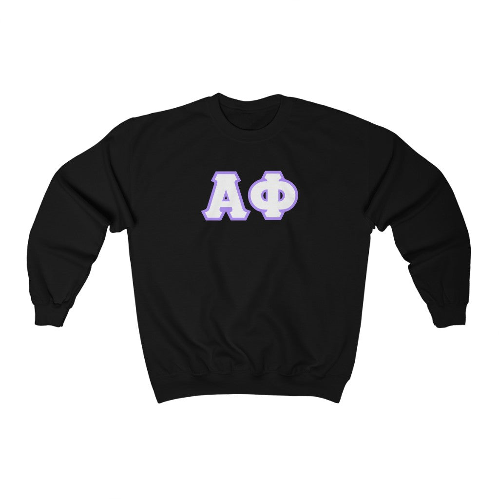 Alpha Phi Printed Letters | White & Violet Border Crewneck