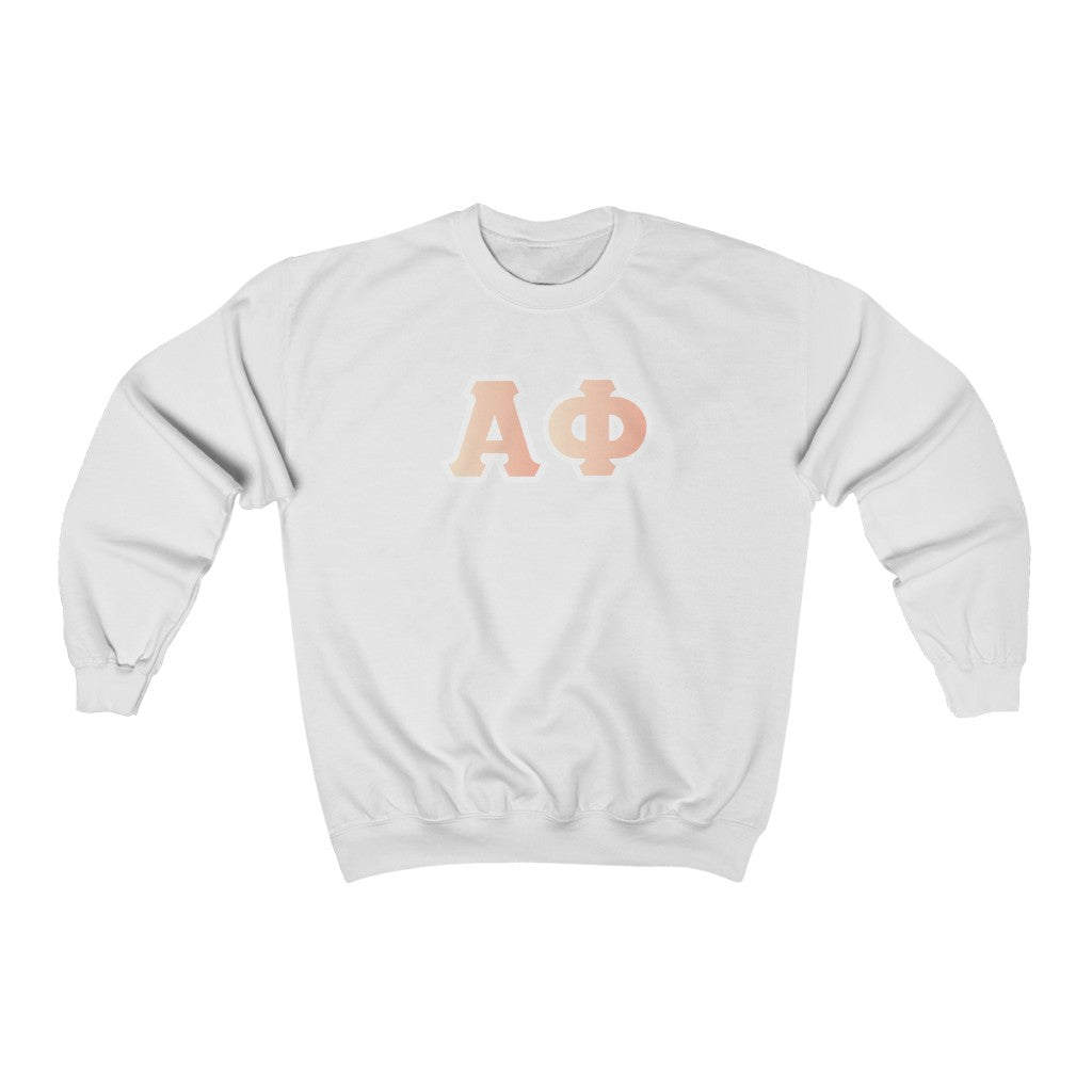 Alpha Phi Printed Letters | Peach Sunrise Crewneck