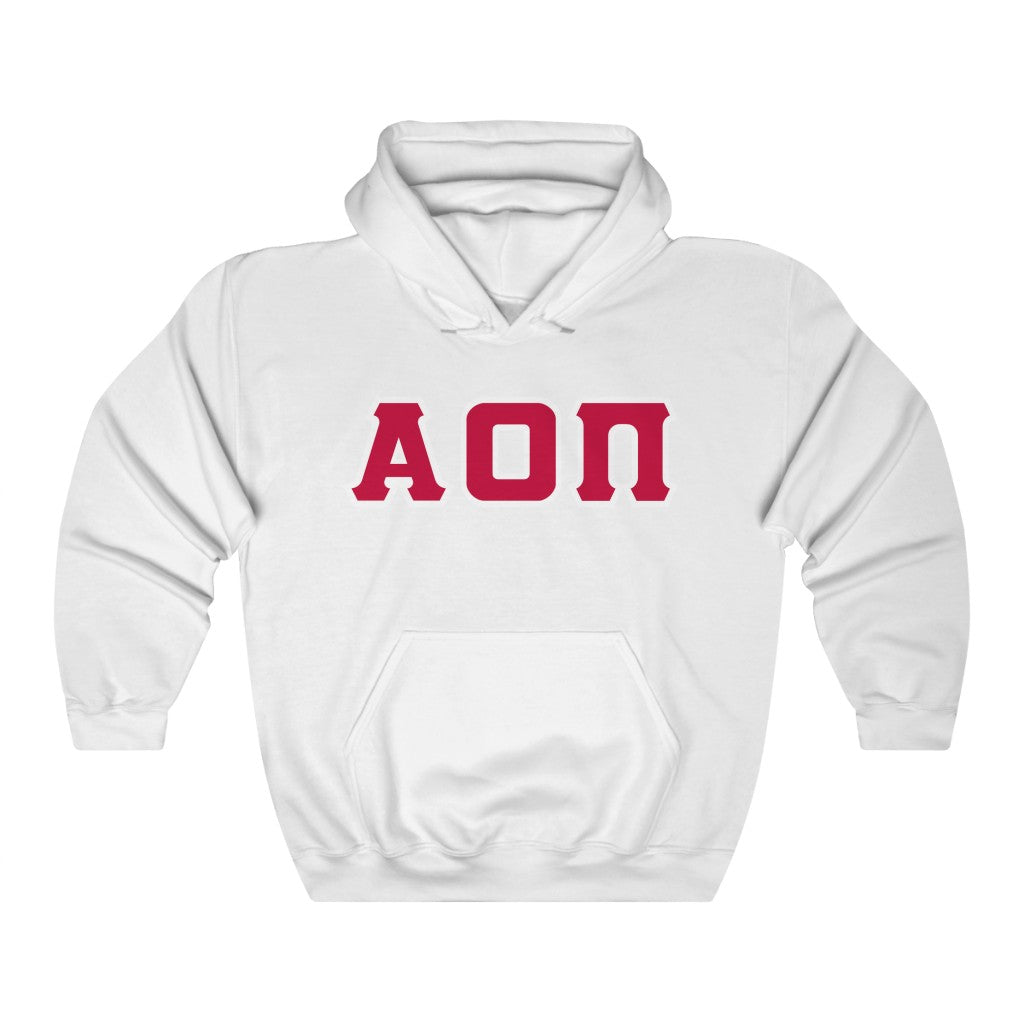 AOII Printed Letters | Cardinal with White Border Hoodie