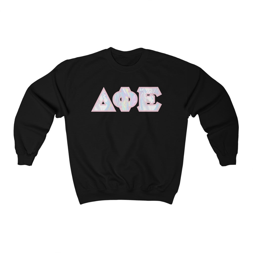 Delta Phi Epsilon Printed Letters | Pastel Tie-Dye Crewneck