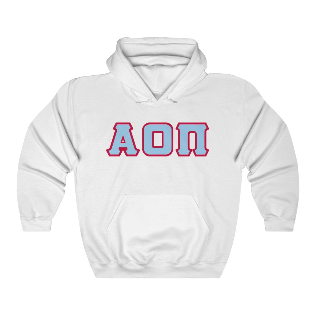 AOII Printed Letters | Light Blue with Red Border Hoodie