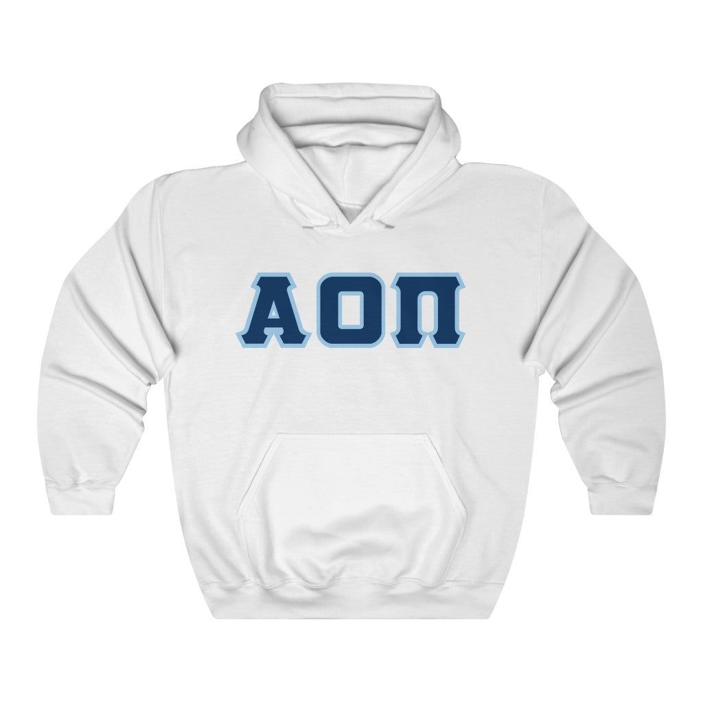 AOII Printed Letters | Navy with L Blue Border Hoodie
