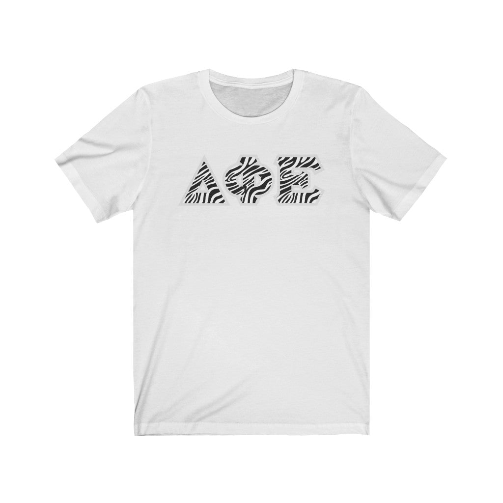 Delta Phi Epsilon Printed Letters | Zebra Pattern T-Shirt